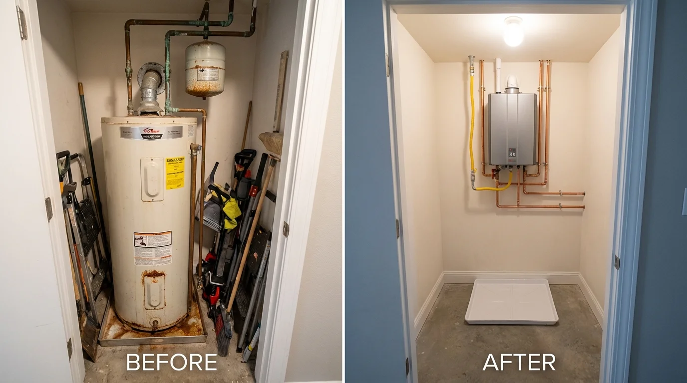 Tank water heater versus wall-mounted tankless unit comparison for Springfield, MA homeowners
